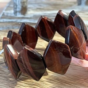 Red Tiger’s Eye Natural Healing Crystal Stretch Bangle Bracelet